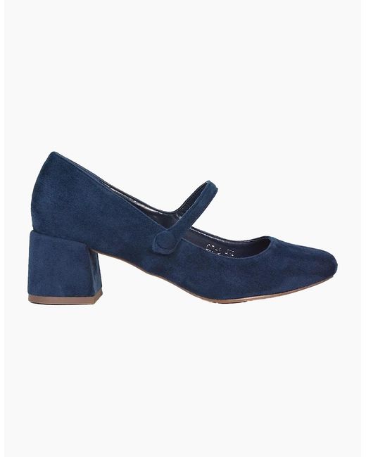 XY London Blue Ladies Leneka Low Block Heel Court Shoes