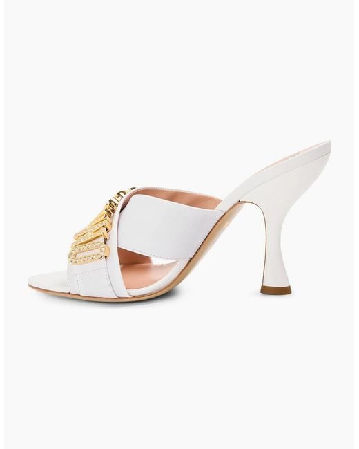Moschino White Heeled Mules
