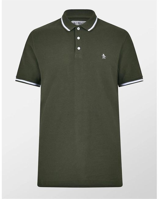 Original Penguin Green Regular Fit Short Sleeve Polo Shirt for men