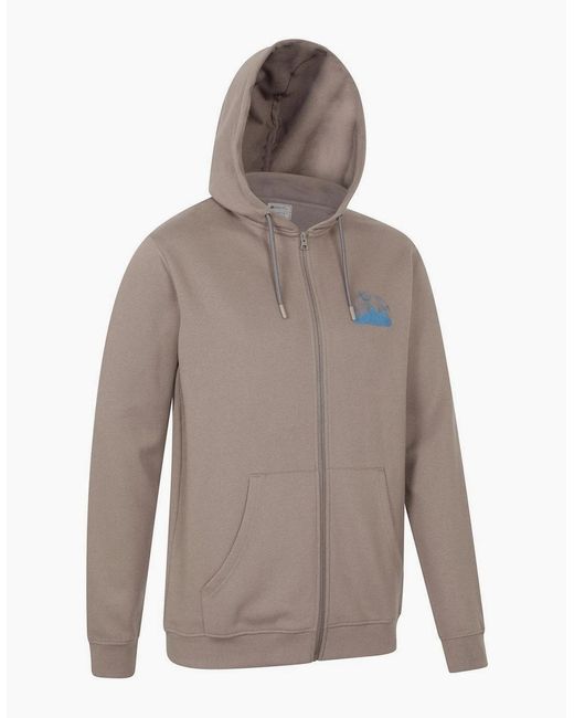Mountain Warehouse Gray Graphic Textured Full Zip Hoodie for men