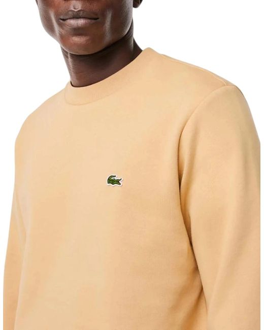 Lacoste Natural Sweatshirt Crew Neck Fleece Brushed Cotton Winter Jumper for men
