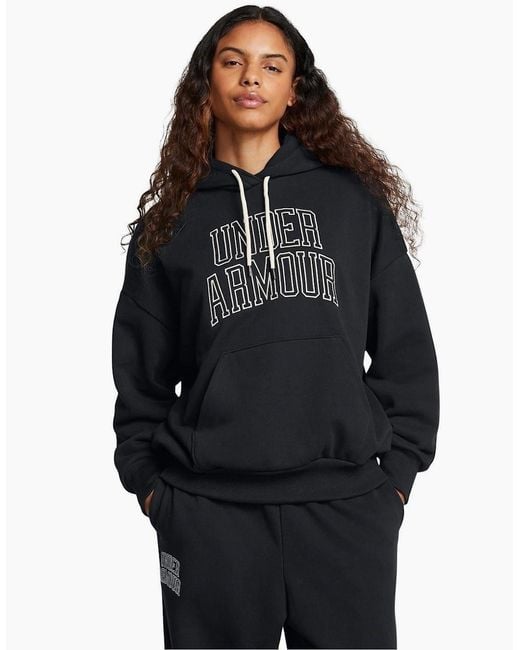 Under Armour Blue Icon Hooded Neck Drop Shoulder Oversize Fit Top