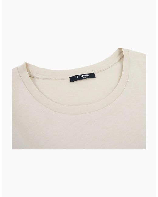 Balmain White Logo Print T Shirt Ivory Gfe for men