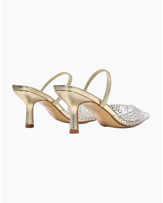 XY London White Ladies Tia Metallic Perspex Court Shoes