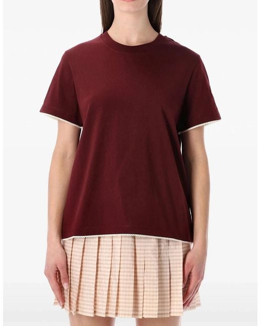Moncler Red Cotton Trim T-Shirt