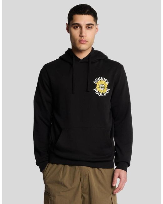 Lyle & Scott Black Sunnies Pool Bar Graphic Pullover Hoodie for men