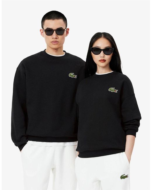 Lacoste Black Fit Badge Accent Fleece Sweatshirt for men