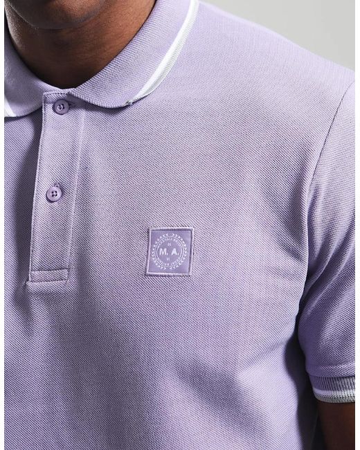 Marshall Artist Purple Siren Tipped Polo Shirt for men