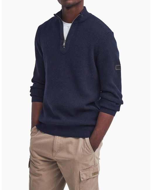 Barbour Blue Crawley Half-Zip Knit for men