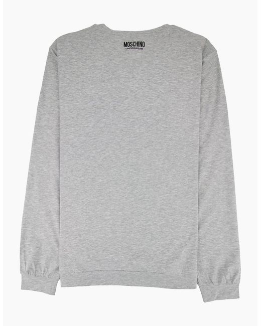 Moschino Gray Underwear Long Sleeve Shoulder Top for men