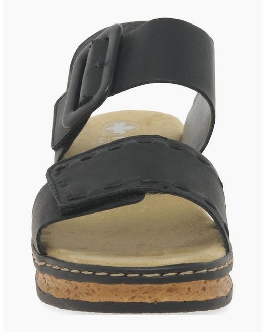 Rieker Black Page Wedge Heel Sandals