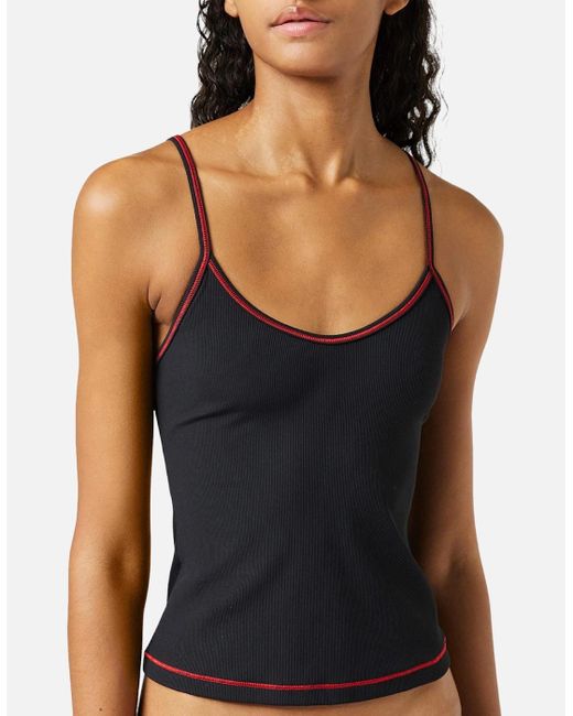 DIESEL Vest Tops Plain Stretch Cami Tank Strappy Ladies Crop Top in Black Lyst UK