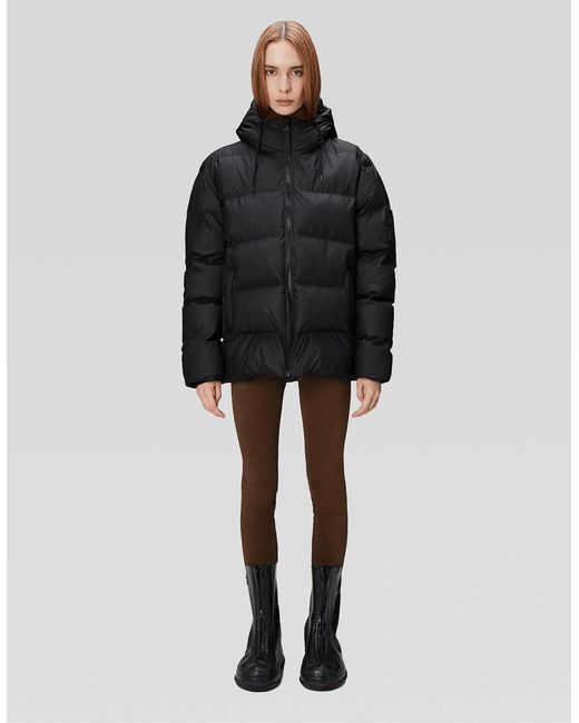 Rains Black Alta Puffer Jacket