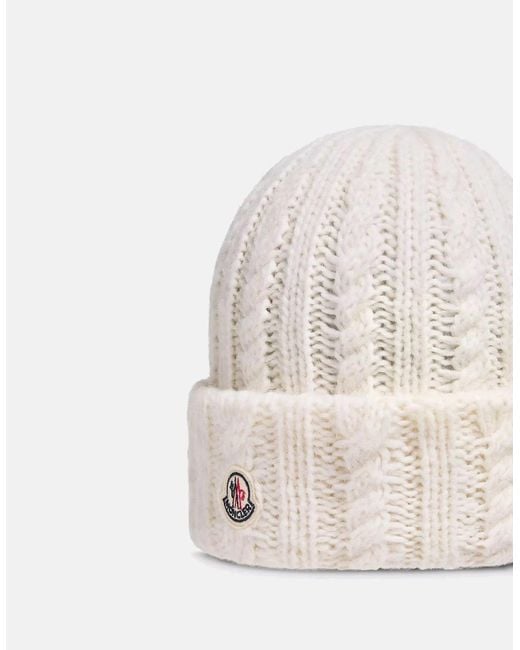 Moncler White Archive Logo Hat