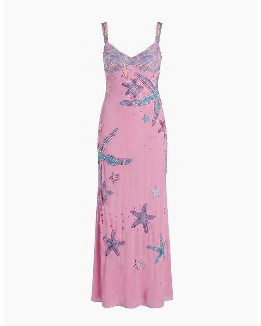 Oceanus Pink Crescent Shell Long Dress