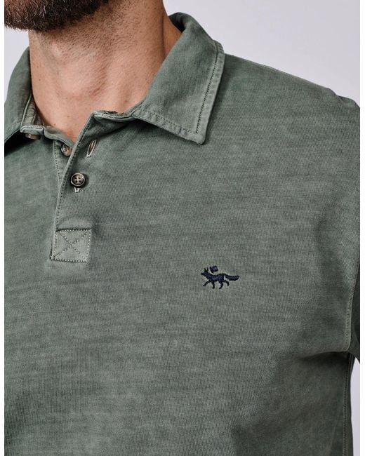 aubi Green Arkwright Heavyweight Jersey Polo for men