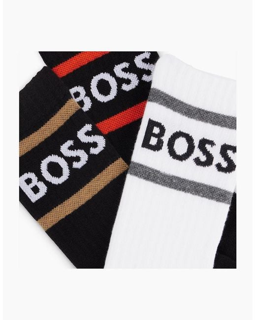 Boss Black Boss 3 Pack Rib Stripe Sport Socks for men
