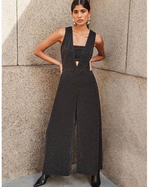 Ro&zo Natural Petite Indy Sparkle Ponte Jumpsuit