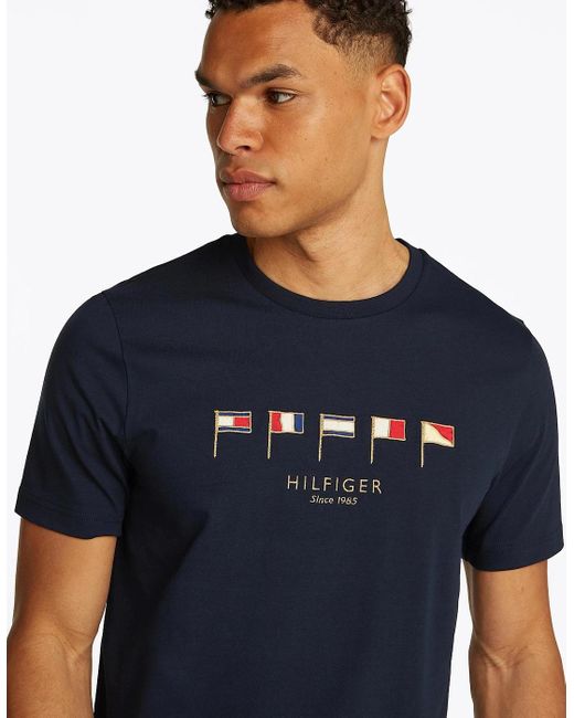 Tommy Hilfiger Blue Multi Flags T Shirt for men