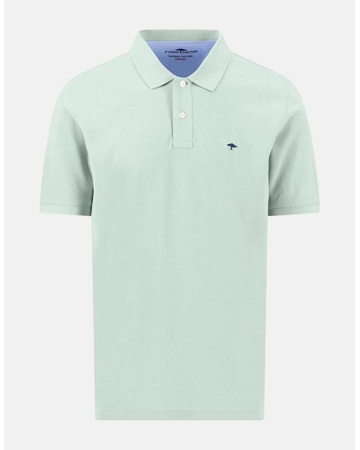 Fynch-Hatton Green Premium Cotton Fine Textured Polo Shirt Mint for men