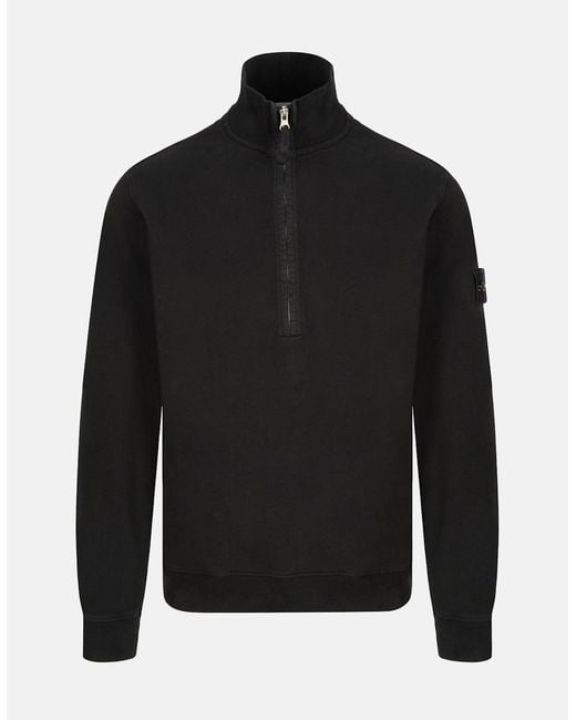 Stone Island Black Quarter Zip 6100068 Sweatshirt for men