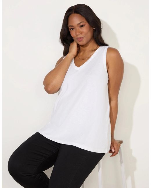 Live Unlimited London White Ivory Cotton Slub Vest