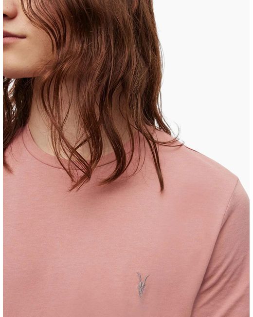 AllSaints Pink All Saints T Shirts Tonic Crew Neck Short Sleeve Rumskull Plain Casual Tops for men