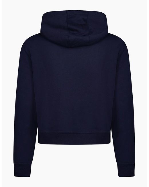 Burberry Blue 'Talley' Embroidery Logo Check Hooded Sweatshirt