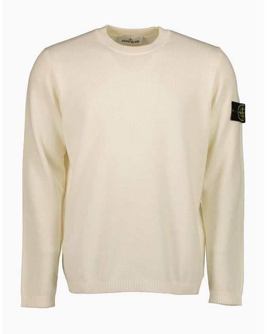 Stone Island Natural Crewneck Knitted Cotton Jumper for men