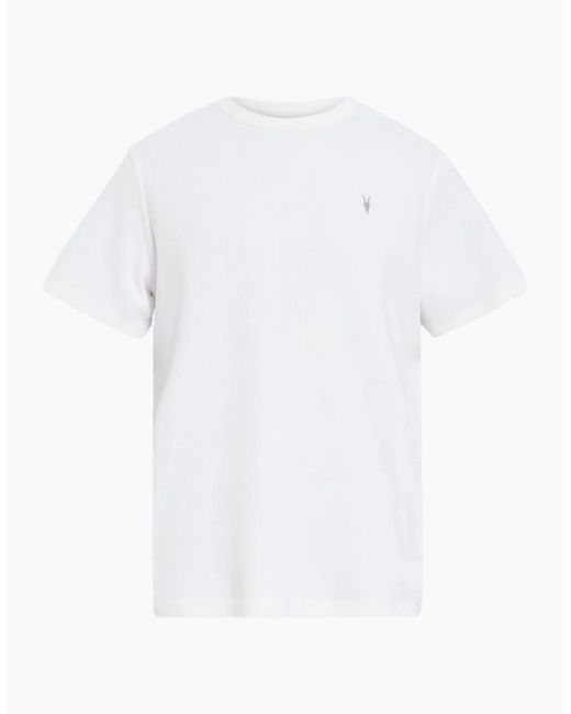 AllSaints White Esum T Shirts Waffle Texture Crew Neck Short Sleeve Summer Tee for men