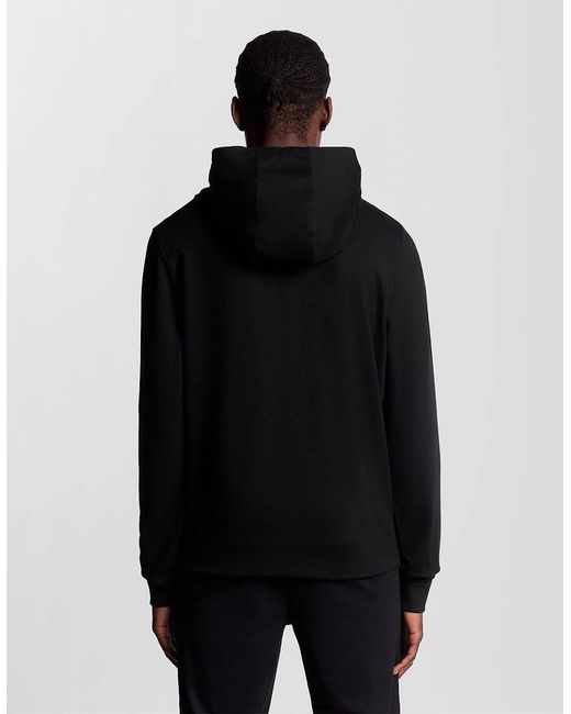 Lyle & Scott Black Solid Patterned Hooded Ribbed Cuff Full Zipper Jacket for men