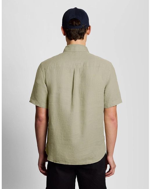 Lyle & Scott Green Short Sleeve Linen Shirt for men