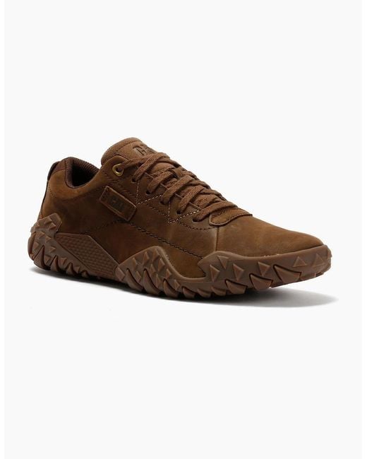 Caterpillar Brown Gridlock Lo Tumbled Nubuck Carafe Lace-Up Shoes for men