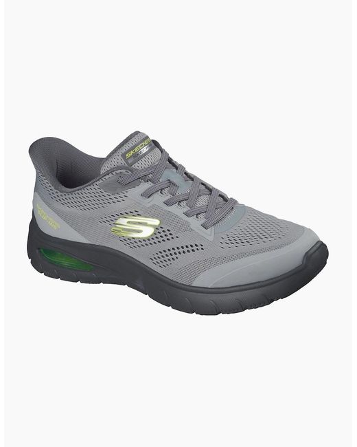 Skechers Gray Skech-Air Summits Textile Charcoal/Lime Trainers for men