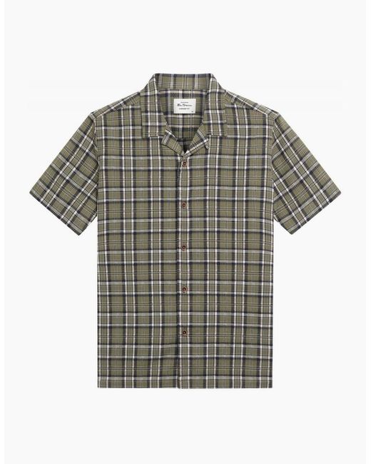 Ben Sherman Gray Short Sleeve Textured Check Shirt for men
