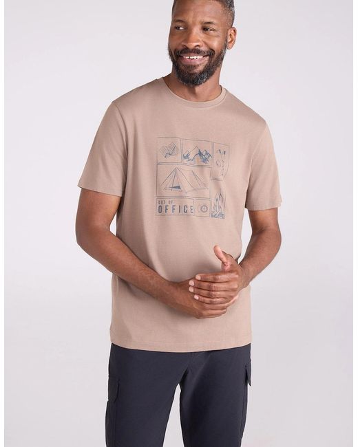 Mountain Warehouse Natural Camping Sketch Organic T-Shirt for men