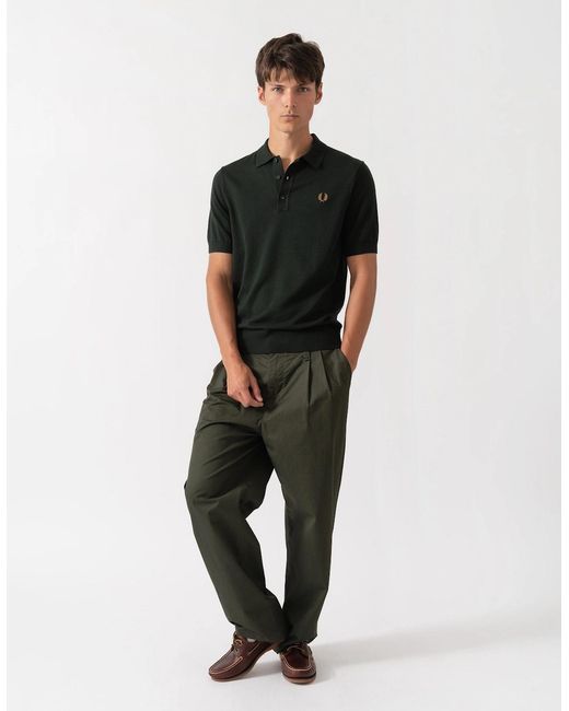 Fred Perry Black Cotton Knitted Shirt for men