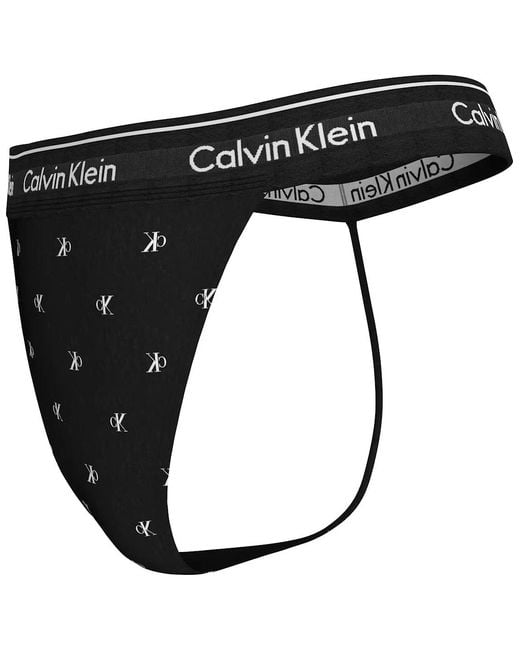 Calvin Klein Black Diamond Logo Print String Thong