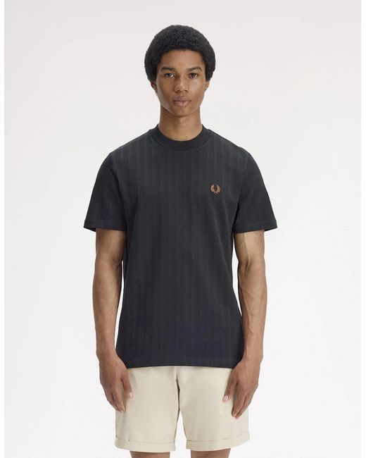 Fred Perry Black Pique Stripe T-Shirt for men