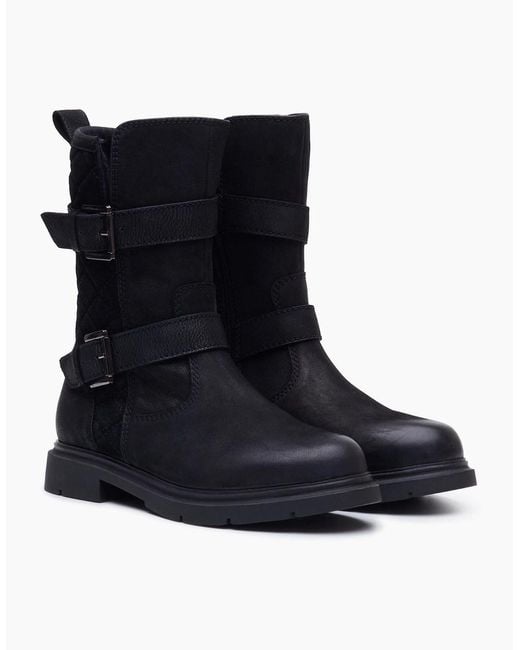 Hush Puppies Blue Celine Buckle Leather Boots