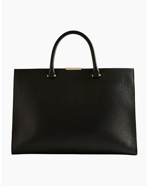 Ted Baker Black Rousaly Bar Detail Large Leather Tote