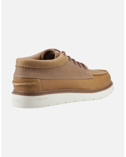 TOMS Brown Trvl Lite Forrest Leather Tan Lace-Up Shoes for men