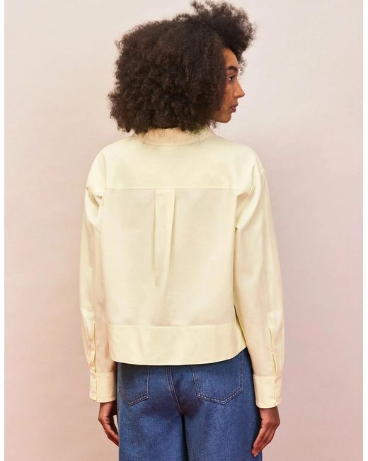 Ro&zo Natural Buttermilk Cotton Poplin Cropped Shirt