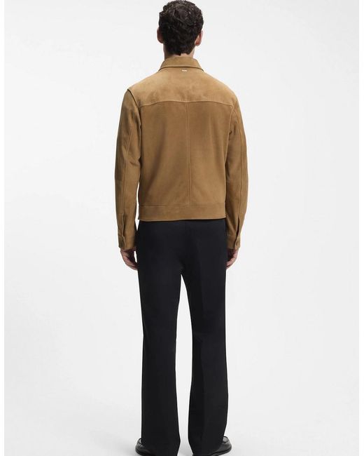 Boss Brown H Malbano 7 Leather Jacket for men