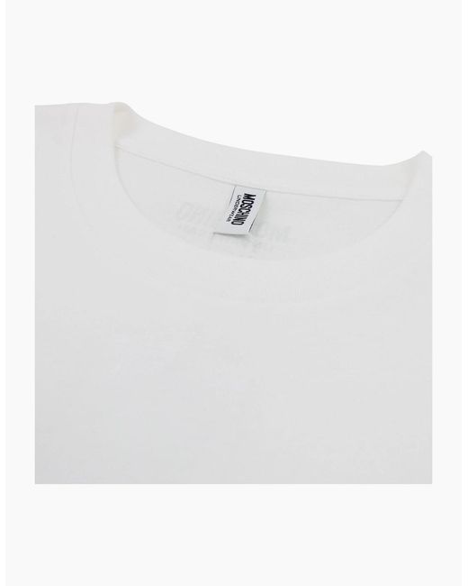 Moschino White Underwear Tape Cuff Sleeve T Shirt 0001 for men