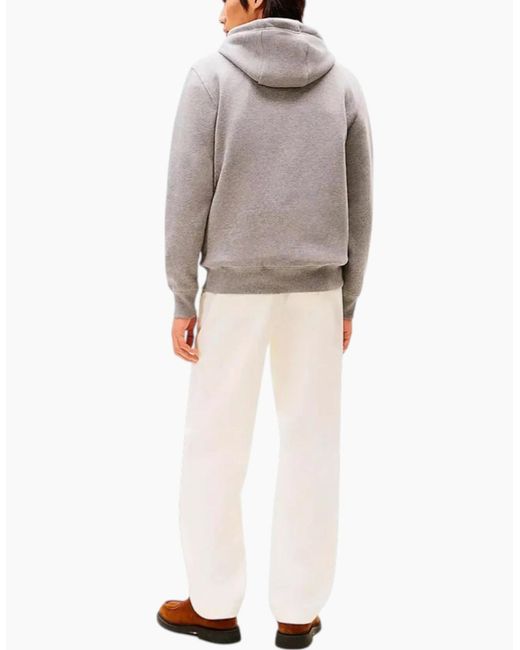 Tommy Hilfiger Gray Embroidery Flex Hoodies Casual Cotton Regular Fit New Top for men