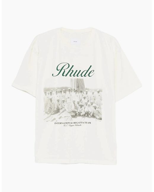 Rhude White Script Printed T-Shirt for men