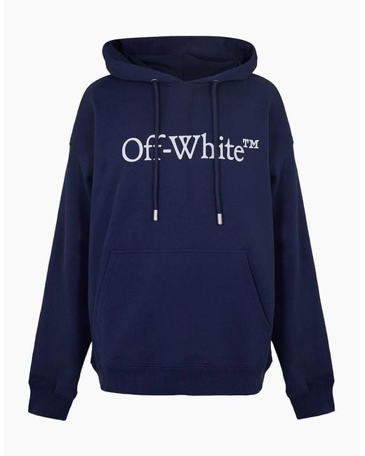 Off-White c/o Virgil Abloh Blue Oversize Hooded Neck Long Sleeve Sweatshirt for men