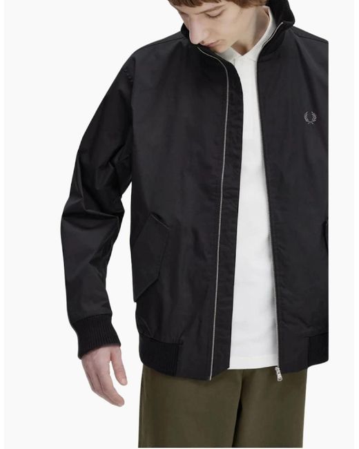 Fred Perry Blue Knitted Rib Tennis Bomber Jacket for men