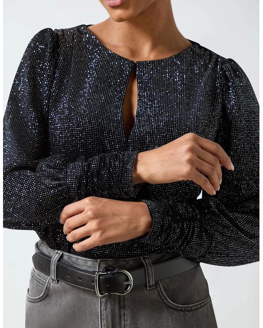 Ro&zo Blue Velvet Sparkle Bodysuit